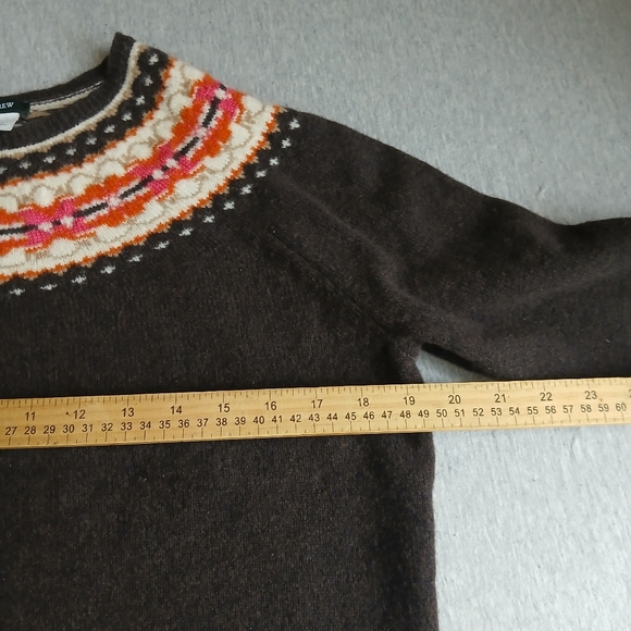 J Crew Sweater Womens Large Lambs Wool Fair Isle Crew Neck Boho Cozy Western - Picture 7 of 11